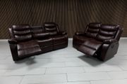 SALE..!! Roma 3+2 Brown &amp; Cream Leather Recliner Sofa Set