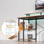 Gaming Desk with LED Lights & Power Outlets, 120 50cm Computer Desk with Storage Shelves & Dual Monitor Stand, for Home Office Study Bedroom Small Spaces, Brown Image 8