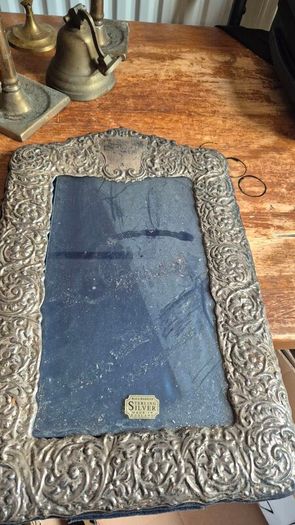 Vintage antique sterling silver large photo frame