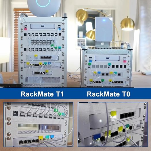 DeskPi RackMate T1, 10 Inch 8U Server Cabinet, 200mm Depth Mini Rack with Rack Shelf & Blank Panel, for 10 Inch AV, NAS and Server Equipment (Silver)
