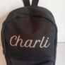 Personalised Girls Backpack From Dollymix With The Name Charli Black Sparkly Image 3