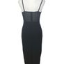 Ladies Black Sexy Strappy Pencil Dress With Embroidered Floral Chest Area Uk 8 includes postage Image 6