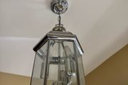 Chrome &amp; Glass Lantern Ceiling Light 3 Candle Bulbs