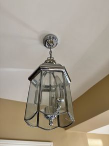 Chrome & Glass Lantern Ceiling Light 3 Candle Bulbs