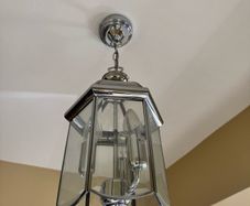 Chrome & Glass Lantern Ceiling Light 3 Candle Bulbs