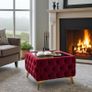 Chester Lux Coffee Table Velvet Square 63x63x45cm with Glass F Image 3