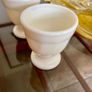 4 x Rare Vintage Arc Arcopal France Iridescent Milk Glass Egg Holder Cup White Art Deco Style Swirl Design Image 10