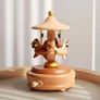 Wooden Vintage Music Box Carousel with 4 Horses Image 2