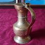 Vintage Solid Brass Art Deco Engraved With Decorations Footed Pitcher With Lid Image 6
