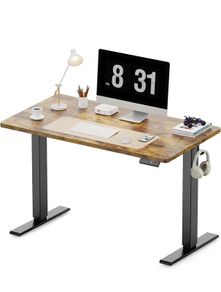 100 x 60 cm Standing Desk, Electric Height Adjustable Desk with 2 Hooks