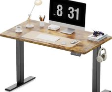 100 x 60 cm Standing Desk, Electric Height Adjustable Desk with 2 Hooks