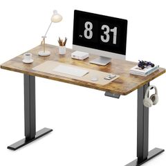 100 x 60 cm Standing Desk, Electric Height Adjustable Desk with 2 Hooks