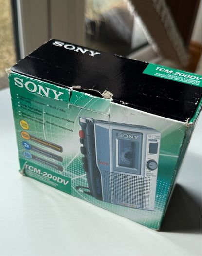 Vintage Sony TCM-200DV Cassette-Corder Voice Recorder - Complete Boxed w/ TDK Tape