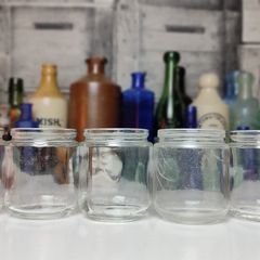 247 - Set of 6 Vintage Clear Glass Collectible Decorative Jars