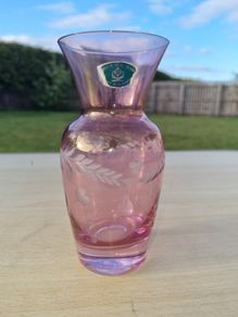 Vintage CLOVER LEAF GLASS vase from Slovakia