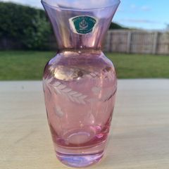 Vintage CLOVER LEAF GLASS vase from Slovakia