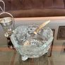 Vintage Pressed Cut Glass Footed Scalloped Starburst Sugar Candy Bowl England 1960s Image 8