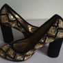 Le Babe Ladies Mirror Gold Heels Shoes Size UK3 EU36 New With Box CAN POST Image 3