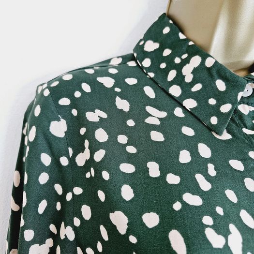Dorothy Perkins Green Spotted Polka Dot Belted Shirt Dress