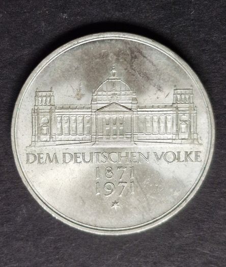 1971 Germany 5 Deutsche Mark 100 Jahre Deutsches Reich Silver coin