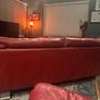 Red leather sofas x 2 plus ottoman Image 5