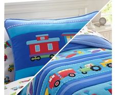 Olive Bed Set ( Single) Trains Planes & Trucks