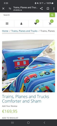 Olive Bed Set ( Single) Trains Planes & Trucks