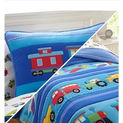 Olive Bed Set ( Single) Trains Planes & Trucks