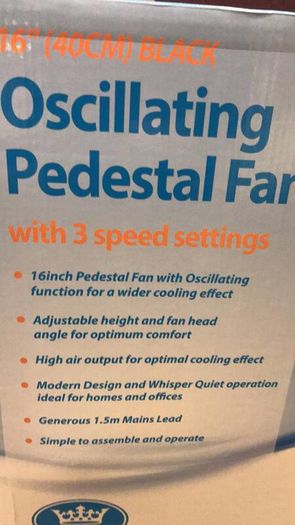 16" Pedestal Fan Floor Standing Fan