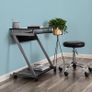 _desk, computer table with 4 castors, 2 of them with brakes, PC table, easy-to-use keyboard pull-out, easy assembly, space-saving PC table in Z-shape, black Image 3