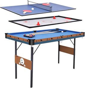Foldable Games Table 3 in 1 Combo Game Table, Folding Pool Table/Billiard Snooker Table, Air Hockey Table, Table Tennis Table with All Accessories, 55 Inch