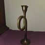 Vintage Brass Horn Candle Holder Image 2
