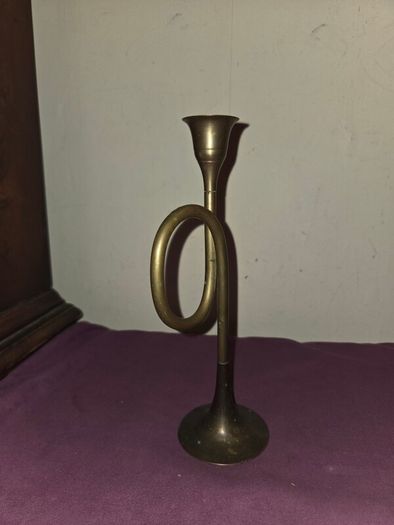 Vintage Brass Horn Candle Holder