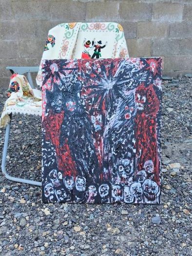 Original Acrylic Painting  Black Star  Handmade original artwork on canvas.