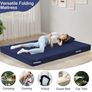 Folding Mattress Double, Corduroy Fold Out Sofa Bed, Grey  High Density Foam Foldable Futon Mattress, Portable Floor Guest Sofa Bed for Sleeping, Travel, 13cm thick, 190x135cm Image 4