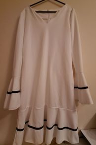 Beautiful White Dress with Mandarin Bell Sleeves negotiable