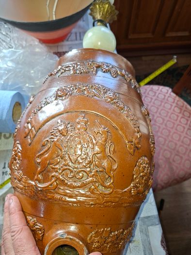 Rare 19th Century English Salt-Glazed Stoneware Brandy 2 Gallon Barrel, Postage Available or collection.