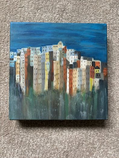 Small Original Painting of a Cityscape