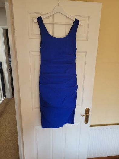 Blue ruched fitted dress