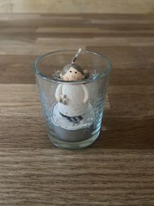 Glass Snowflake t-light holder with Angel t-light Christmas