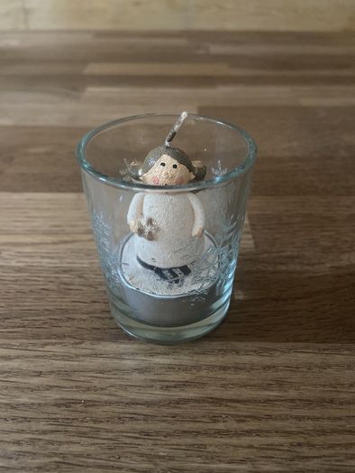 Glass Snowflake t-light holder with Angel t-light Christmas