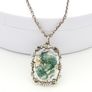 925 Vintage Sterling Silver & Moss Agate Necklace, Birmingham 1974 Image 7