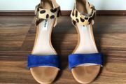 Dune Leopard Print Suede Wedge Sandals Size 37