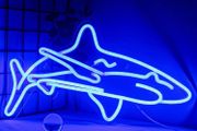 Shark Led Neon Sign for Bedroom Blue Neon Signs Wall Decorative 17''x9'' Acrylic USB Powered