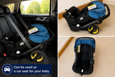 Baby Car Seat & Stroller, Black & Blue