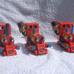 MAGIC ROUNDABOUT TRAIN ENGINES (Corgi 851) - three vintage diecast engines with figures (early 1970's)