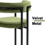 Velvet Kitchen Stools Set of 2 Bar Stools Breakfast Modern Counter Stools for Dining Room Height Bistro Stool with Backrest (Green) Image 5