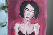 Original Hand Painted Woman Portrait - Acrylic on Canvas