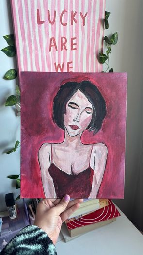 Original Hand Painted Woman Portrait - Acrylic on Canvas