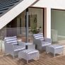 5 Pcs PE Rattan Garden Furniture Set, 2 Armchairs 2 Stools Glass Top Table Cushions Wicker Weave Chairs Outdoor Seating Image 3